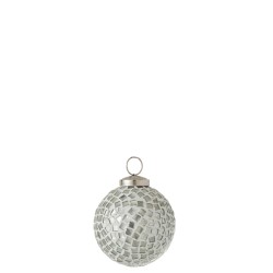 Bola de Navidad de vidrio plateado 7x7x7 cm