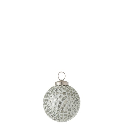 Bola de Navidad de vidrio plateado 7x7x7 cm