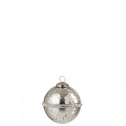 Boule de Noël en verre argent 10.5x10.5x12 cm