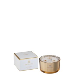 Vela perfumada de 40 horas en un frasco de vidrio dorado de 14x14x9.5 cm