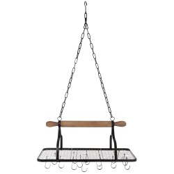 ETAGERE SUSPENDUE CUISINE AVEC CROCHETS METAL/BOIS NOIR