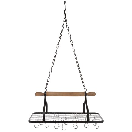 ETAGERE SUSPENDUE CUISINE AVEC CROCHETS METAL/BOIS NOIR