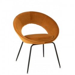 Chaise ronde en textile ocre 69x59x78 cm
