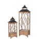 Set de 2 lanternes en verre et métal marron 34x28x111 cm Set de 2 lanternes en verre et métal marron 34x28x111 cm