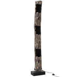 LAMPE TRONC OUVERT 3 TROUS PAULOWNIA RAYE NOIR BEIGE