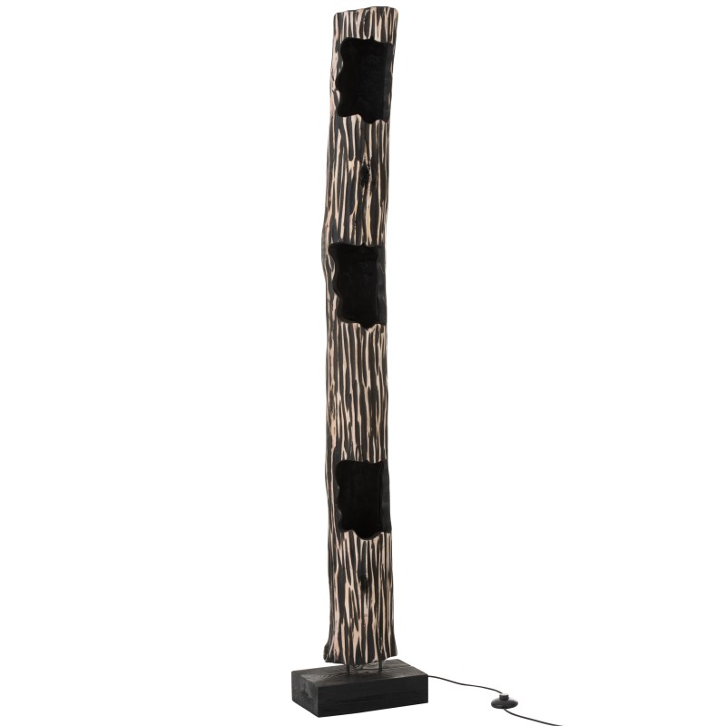 LAMPE TRONC OUVERT 3 TROUS PAULOWNIA RAYE NOIR BEIGE LAMPE TRONC OUVERT 3 TROUS PAULOWNIA RAYE NOIR BEIGE