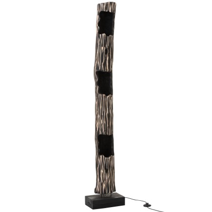 LAMPE TRONC OUVERT 3 TROUS PAULOWNIA RAYE NOIR BEIGE