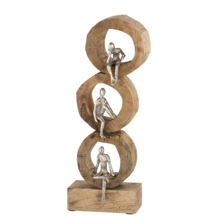 Personnages dans bois naturel 59x9x19 cm