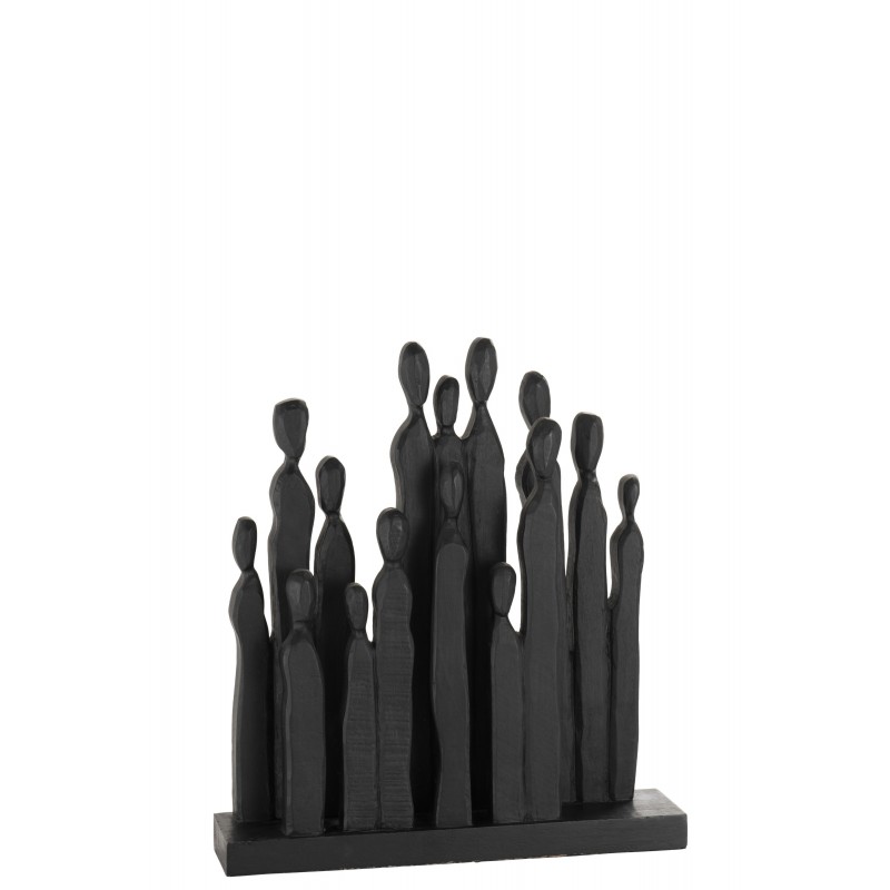 Groupe de personnes en bois noir 44x11x49 cm