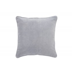 Coussin carré avec ourlet en coton blanc et gris 45x45cm