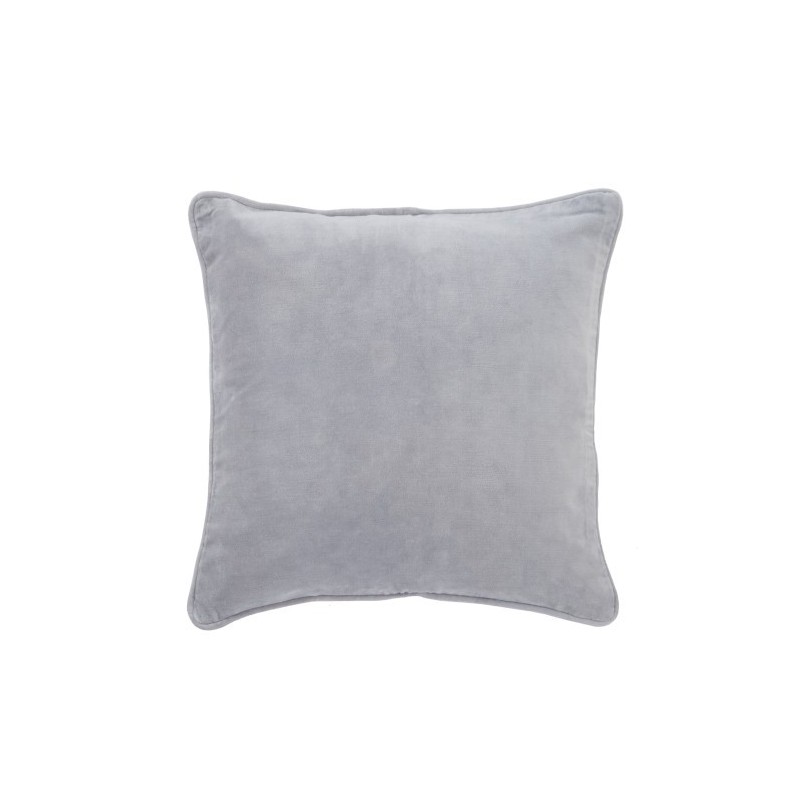 Coussin carré avec ourlet en coton blanc et gris 45x45cm