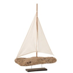 Barco con pie madera flotante natural Alt. 62 cm