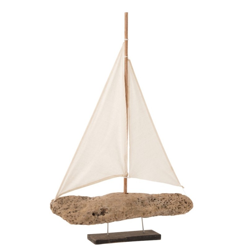 Barco con pie madera flotante natural Alt. 62 cm