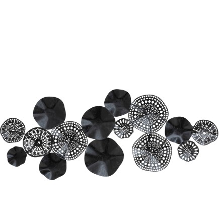 DECORATION MURALE CERCLES GRILLAGE METAL ANTIQUE NOIR