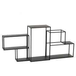 etagere a poser 3 niveaux bois et metal noir versa