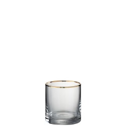 Verre transparent avec col doré 8x8x9 cm