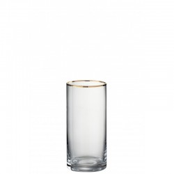 Vaso alto de vidrio transparente - oro 7x7x15 cm