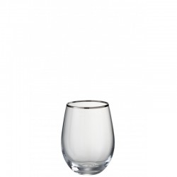 vaso de agua de vidrio plateado - transparente 9x9x12.5 cm