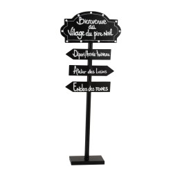 PANNEAU INDICATEUR LED VILLAGE PERE NOEL METAL NOIR/BLANC