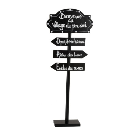PANNEAU INDICATEUR LED VILLAGE PERE NOEL METAL NOIR/BLANC