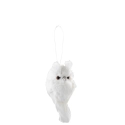 Hibou en Plumes - Peluche blanc 6x6x14 cm