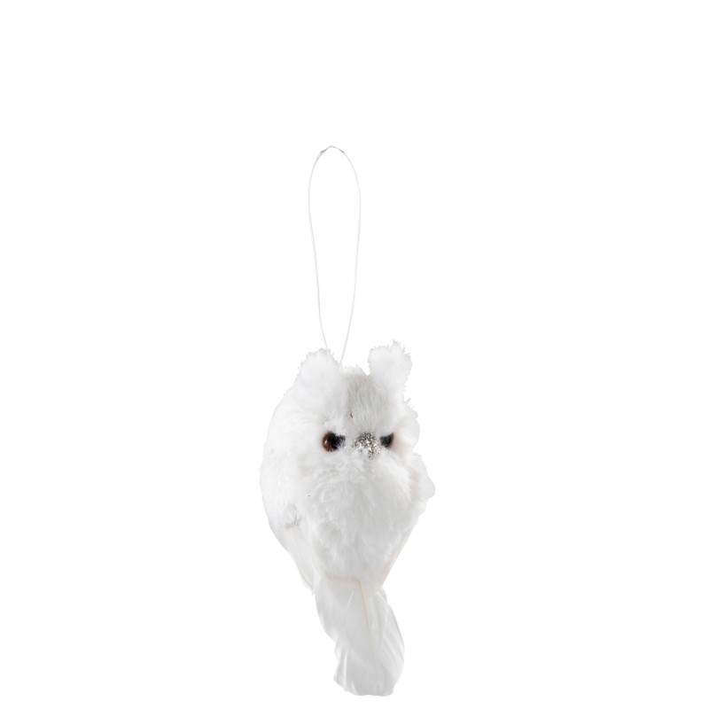 Hibou en Plumes - Peluche blanc 6x6x14 cm