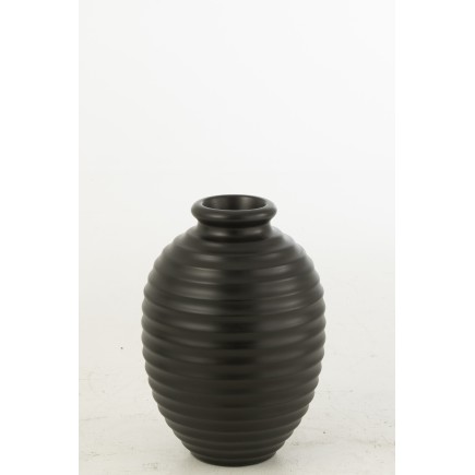 Vaso di fiori ovale in ceramica nera 35x35x52 cm