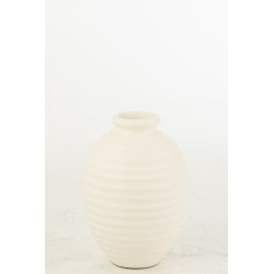 Vaso di fiori ovale in ceramica bianca 35x35x52 cm