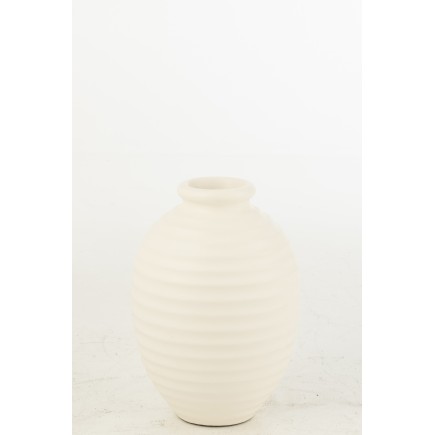 Cache-pot oval en poterie blanc 35x35x52 cm