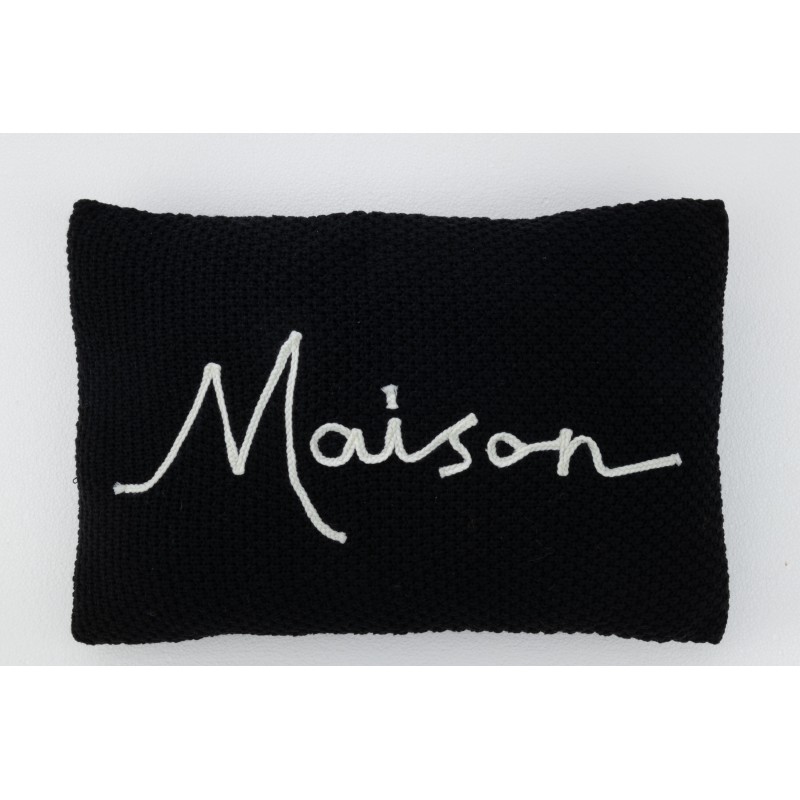 Set de 2 coussins avec maison en textile blanc et noir 59x40x10 cm Set de 2 coussins avec maison en textile blanc et noir 59x40x10 cm