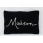 Set de 2 coussins avec maison en textile blanc et noir 59x40x10 cm Set de 2 coussins avec maison en textile blanc et noir 59x40x10 cm