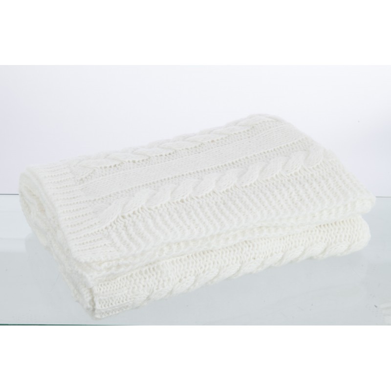 Plaid en textile blanc 130x180x3 cm