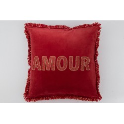 Coussin carré en textile rouge 45x45x3.75 cm