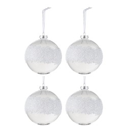 Boite de 4 boules de Noël en verre transparent 10x10x10 cm