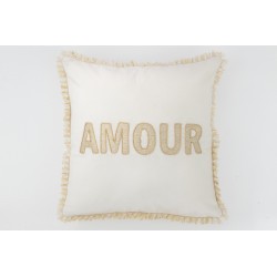 Coussin carré en textile blanc 45x45x3.75 cm