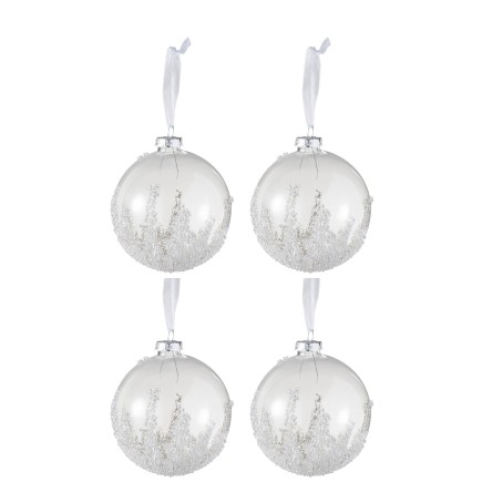 Boite de 4 boules de Noël en verre transparent 10x10x10 cm