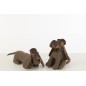 Set de 2 cale-portes chien en textile marron 16x33x28 cm Set de 2 cale-portes chien en textile marron 16x33x28 cm