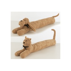 Set de 2 cale-portes chien et chat en textile marron 84x10x23 cm