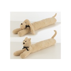 Set de 2 cale-portes chien et chat en textile beige 84x10x23 cm