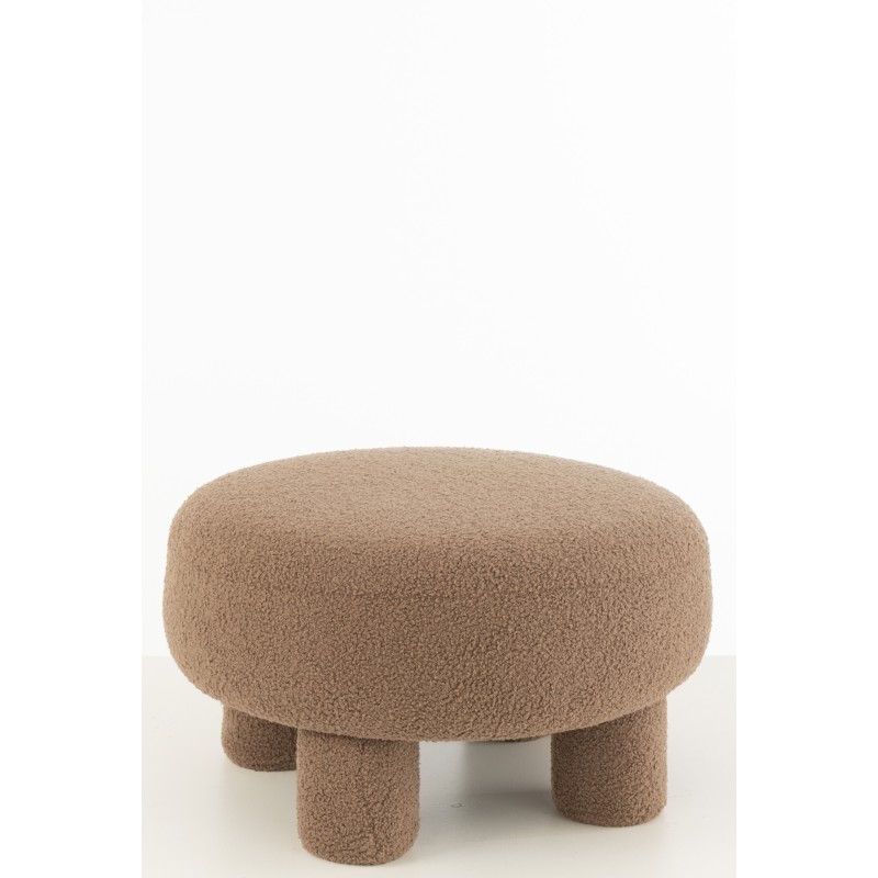 Pouf rond sur pied en Textile Marron 52x52x28cm