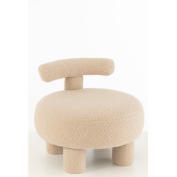 STOOL RND W/ CHAIRB VELV W BEI