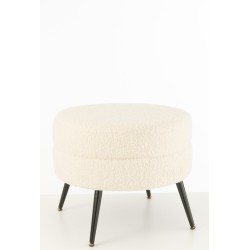 Pouf rond sur pied en Textile Blanc 52x52x43cm