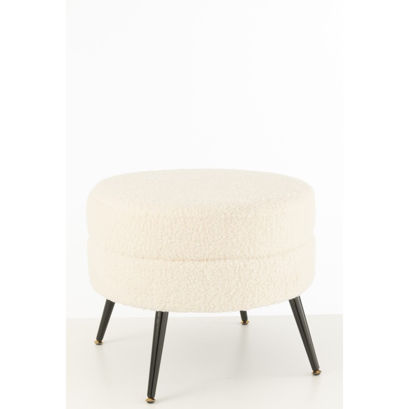Pouf rond sur pied en Textile Blanc 52x52x43cm Pouf rond sur pied en Textile Blanc 52x52x43cm