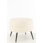 Pouf rond sur pied en Textile Blanc 52x52x43cm Pouf rond sur pied en Textile Blanc 52x52x43cm