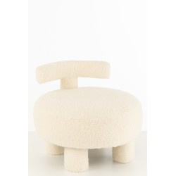 Pouf rond en Textile Blanc 52x52x49cm