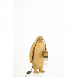 Lámpara pingüino de resina dorada 18,5x18,5x35cm
