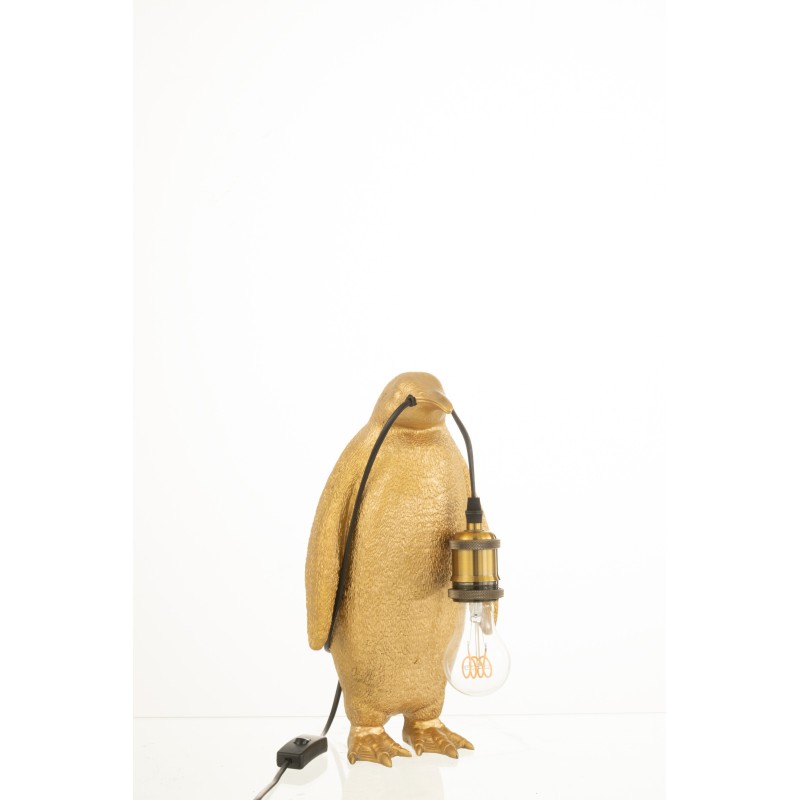 Lámpara pingüino de resina dorada 18,5x18,5x35cm