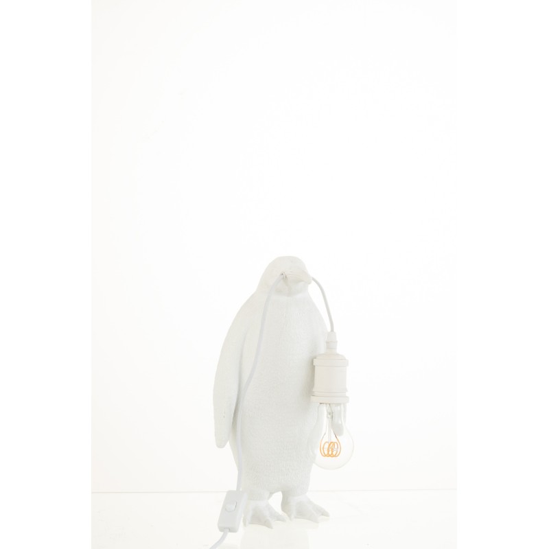 Lampe pingouin en résine Blanc 18,5x18,5x35cm