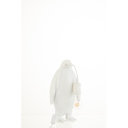 Lámpara pingüino de resina Blanca 18.5x18.5x35cm