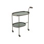 Carrito ovalado de 2 niveles de vidrio en metal gris 74x42x84cm Carrito ovalado de 2 niveles de vidrio en metal gris 74x42x84cm